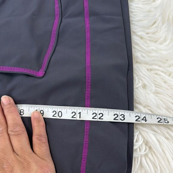 Athleta Dark Gray Athletic Long Sleeve Top with Pink Stitching - Picture 4 of 6